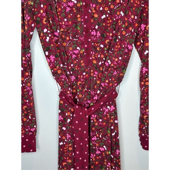 Talbots Red Floral Tie Waist Midi Dress Size 1X - Picture 3 of 7